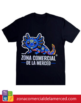 Playera Ajolote Huichol Azul